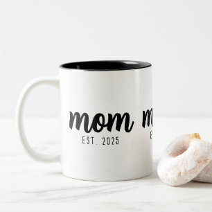Mom Established New Mom Gift  Two-Tone Coffee Mug