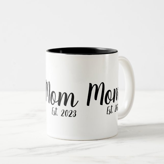 Mom Established New Mom Gift Two-Tone Coffee Mug (Front Right)