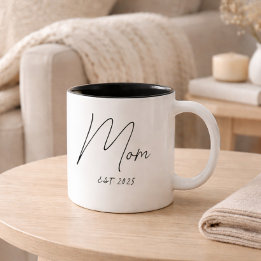 Mom Established New Mom Gift Two-Tone Coffee Mug