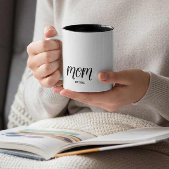 Mom Established New Mom Gift Two-Tone Coffee Mug (Creator Uploaded)