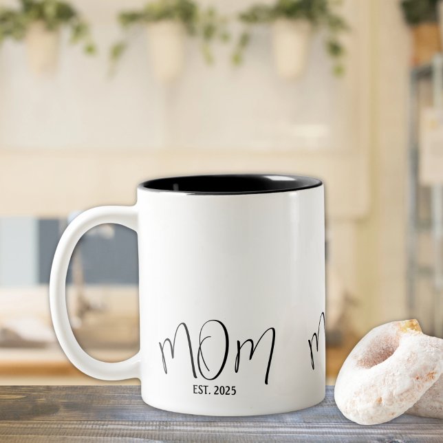 Mom Established New Mom Gift  Two-Tone Coffee Mug (Creator Uploaded)