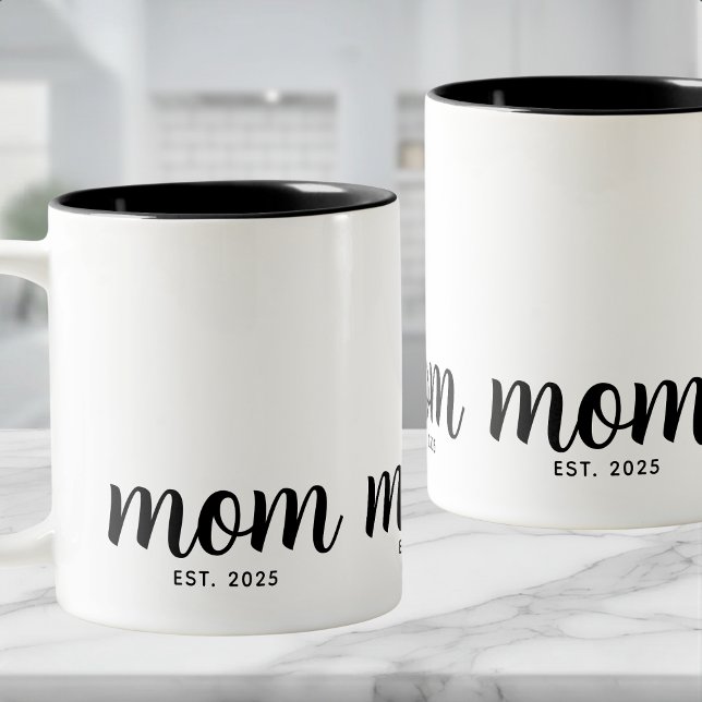Mom Established New Mom Gift Two-Tone Coffee Mug (Creator Uploaded)