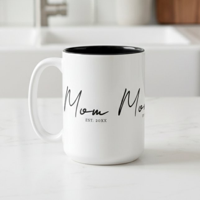 Mom Established New Mom Gift Two-Tone Coffee Mug (Creator Uploaded)