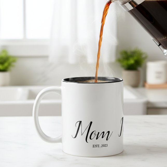 Mom Established New Mom Gift  Two-Tone Coffee Mug (Creator Uploaded)