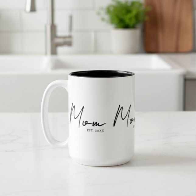 Mom Established New Mom Gift Two-Tone Coffee Mug (Creator Uploaded)