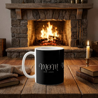 Mom Established New Mom Gift White Script Coffee Mug