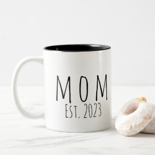 Mom Established New Mom Gift White  Two-Tone Coffee Mug