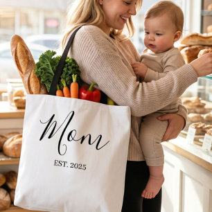 Mom Established New Mom Minimalist Gift Tote Bag