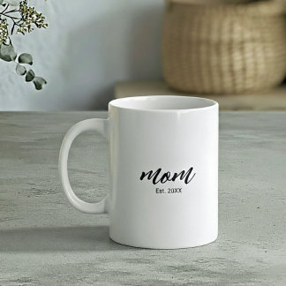 Mom Established New Mom Script Gift Coffee Mug
