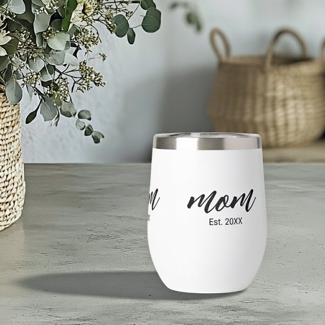 Mom Established New Mom Script Gift Thermal Wine Tumbler (Creator Uploaded)