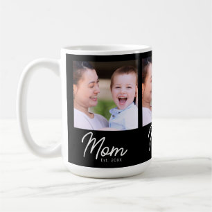 Mom Established Photo Black Script Minimal Elegant Coffee Mug