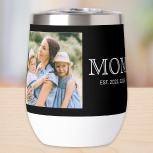 Mom Established Photo Black Thermal Wine Tumbler