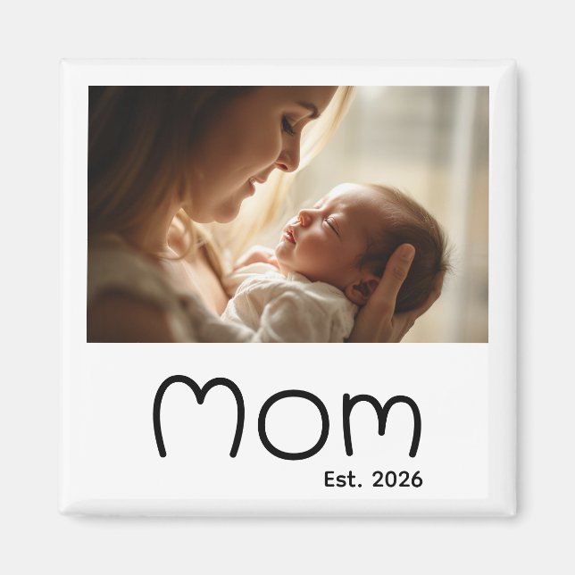 Mom Established Photo Gift Magnet (Front)