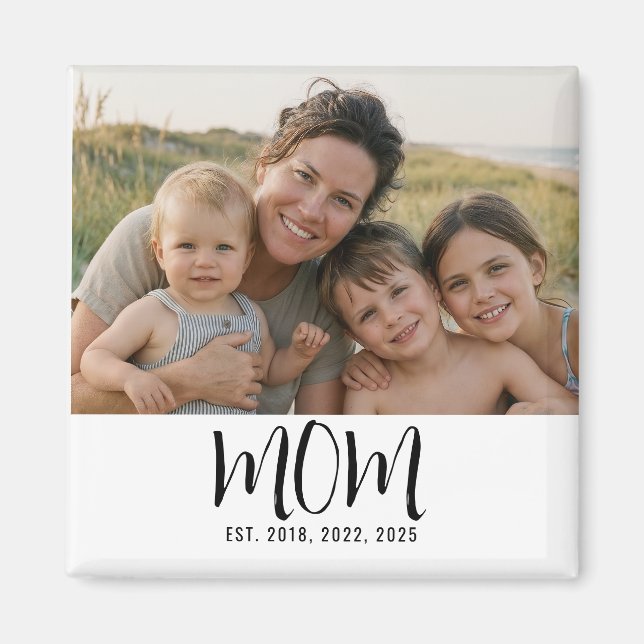 Mom Established Photo Gift  Magnet (Front)