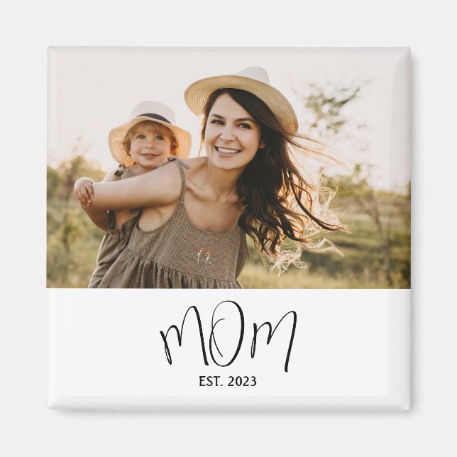 Mom Established Photo Gift Magnet (Front)