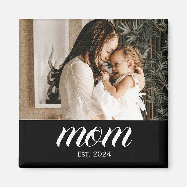 Mom Established Photo Gift Magnet (Front)