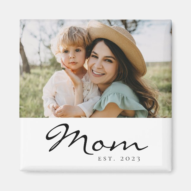 Mom Established Photo Gift Magnet (Front)