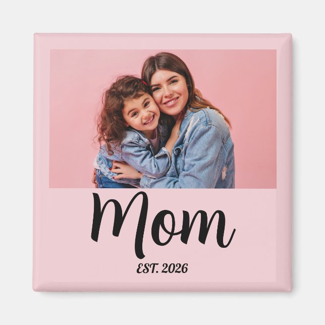 Mom Established Photo Gift Magnet (Front)