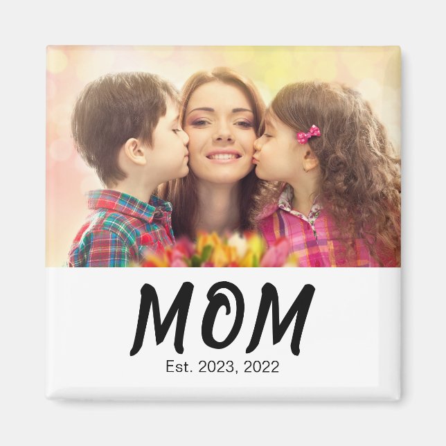 Mom Established Photo Gift Magnet (Front)