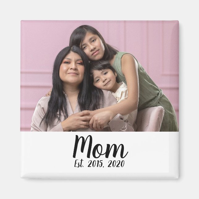 Mom Established Photo Gift Magnet (Front)