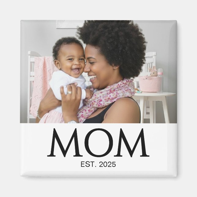 Mom Established Photo Gift Magnet (Front)
