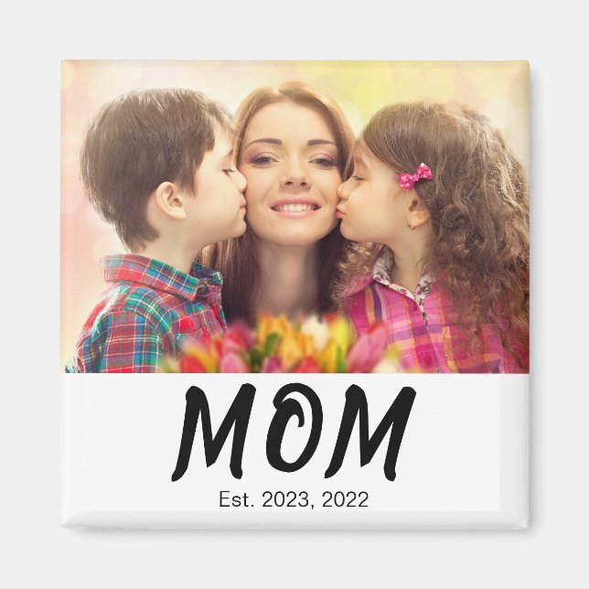 Mom Established Photo Gift Magnet (Front)