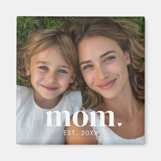 Mom Established Photo Gift  Magnet (Front)