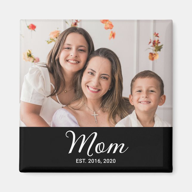 Mom Established Photo Gift Magnet (Front)