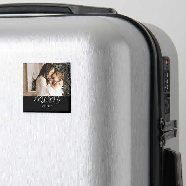 Mom Established Photo Gift Magnet (In Situ (Luggage))