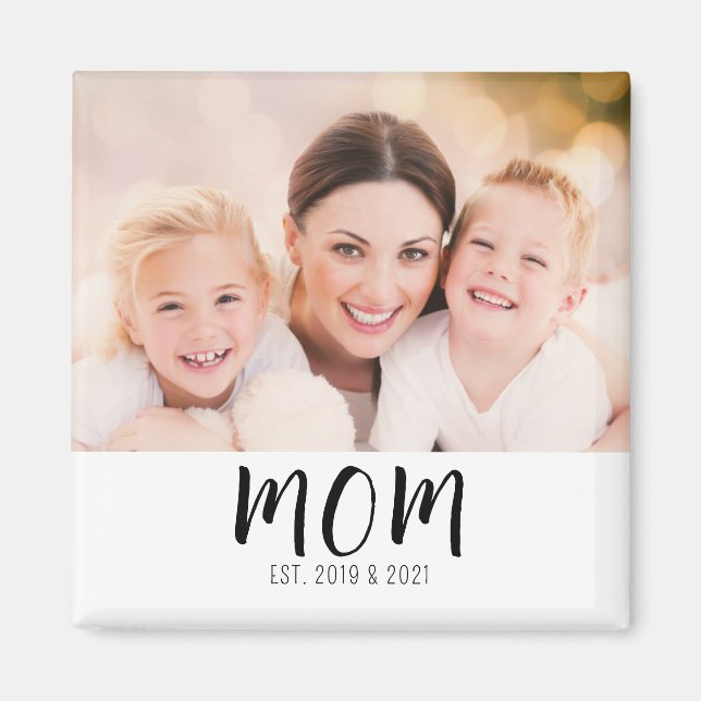 Mom Established Photo Gift Magnet (Front)