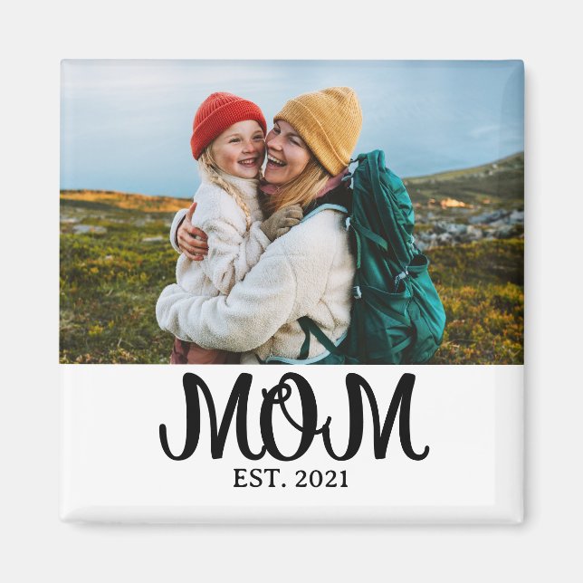 Mom Established Photo Gift Magnet (Front)