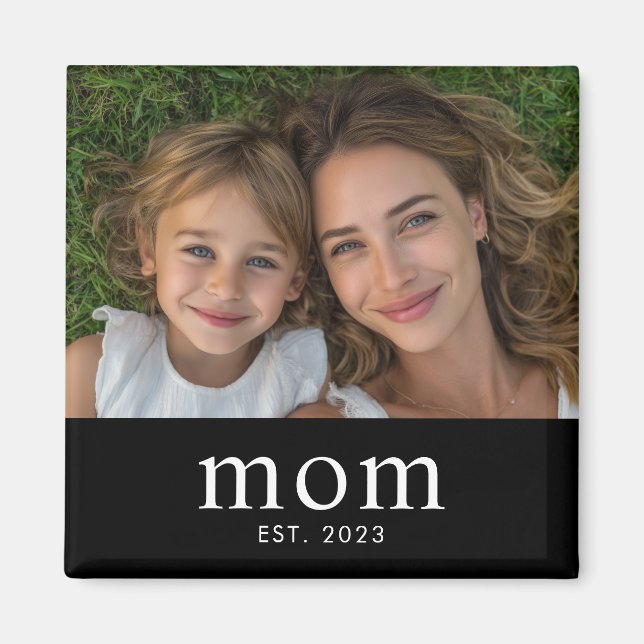 Mom Established Photo Gift  Magnet (Front)