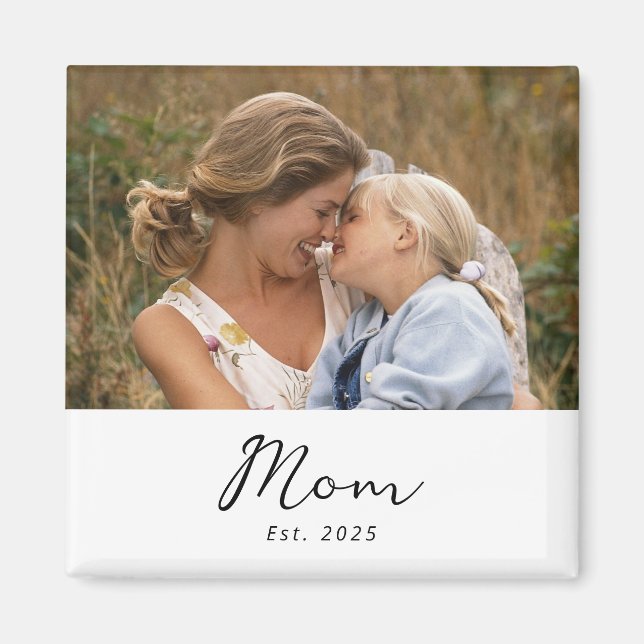 Mom Established Photo Gift Magnet (Front)