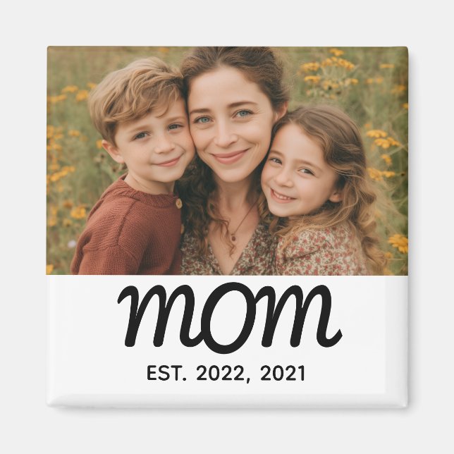 Mom Established Photo Gift Magnet (Front)