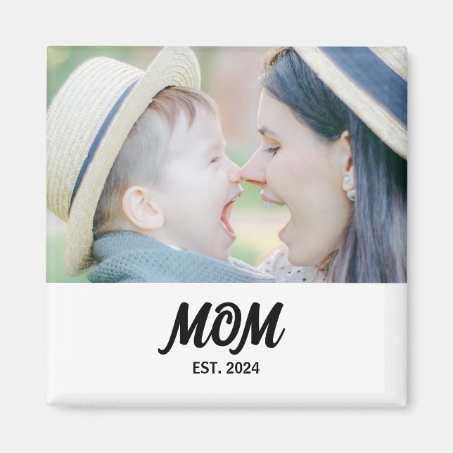Mom Established Photo Gift Magnet (Front)
