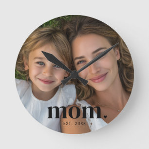 Mom Established Photo Gift Round Clock