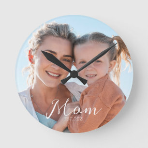 Mom Established Photo Gift Round Clock