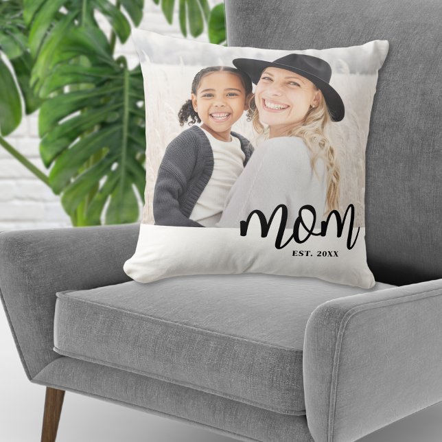 Mom Established Photo Gift Throw Pillow (Mom Established Photo Gift Throw Pillow)