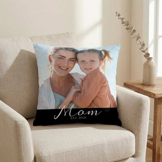 Mom Established Photo Gift Throw Pillow (Creator Uploaded)