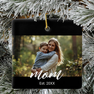 Mom Established Photo Mother's Day Ceramic Ornament