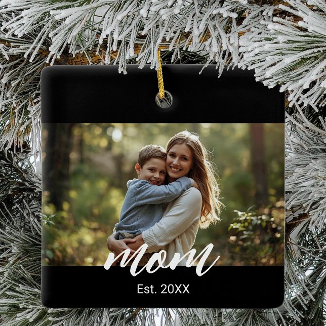 Mom Established Photo Mother's Day Ceramic Ornament (Creator Uploaded)