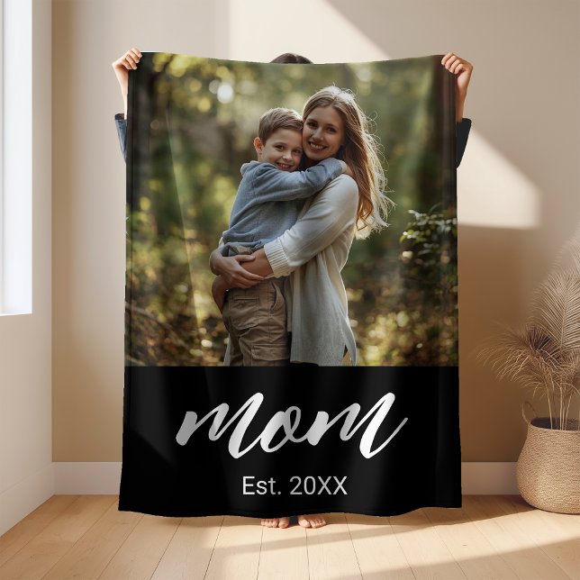 Mom Established Photo Mother's Day Fleece Blanket (Creator Uploaded)
