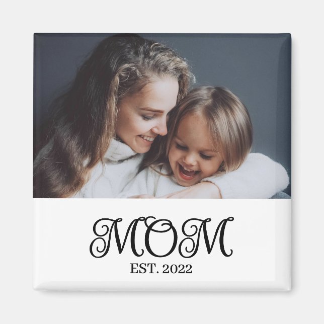 Mom Established Photo Mother's Day Gift Magnet (Front)