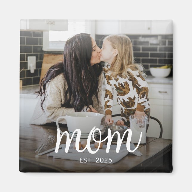 Mom Established Photo Mother's Day Magnet (Front)