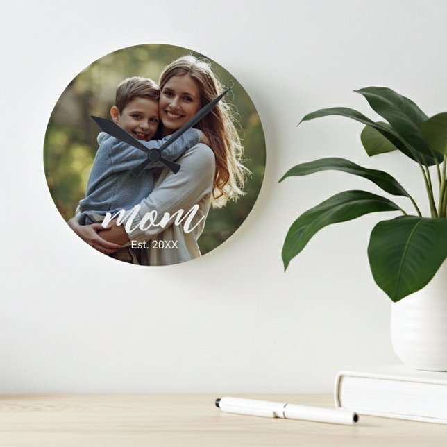 Mom Established Photo Mother's Day Round Clock (Creator Uploaded)