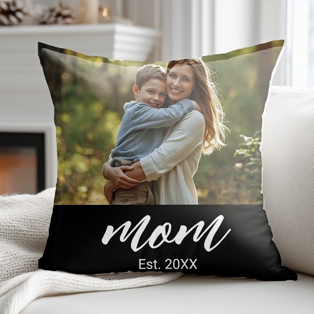 Mom Established Photo Mother's Day Throw Pillow (Creator Uploaded)