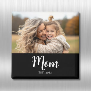 Mom Established Photo Script Mother's Day Gift Magnet
