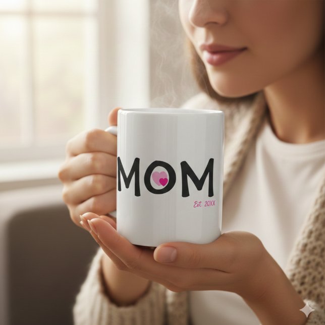 Mom Established Pink Nested Heart Mug (Creator Uploaded)