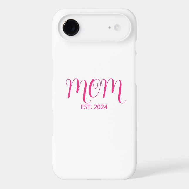 Mom Established Pink Script New Mom Gift iPhone Case (Back)