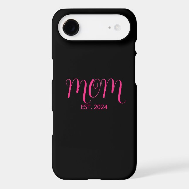 Mom Established Pink Script New Mom Gift iPhone Case (Back)
